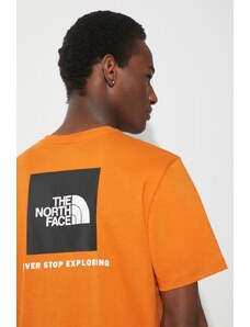 Pamučna majica The North Face M S/S Redbox Tee za muškarce, boja: narančasta, s tiskom, NF0A87NPPCO1