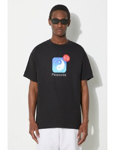 Pamučna majica PLEASURES Notify za muškarce, boja: crna, s tiskom, P24SP052.BLACK