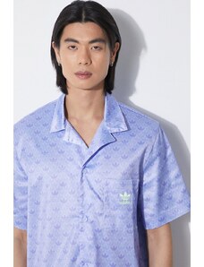 Košulja adidas Originals Mono Satin za muškarce, boja: ljubičasta, relaxed, IS2938
