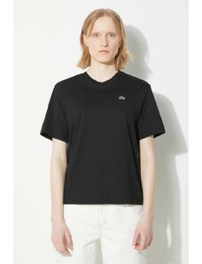 Pamučna majica Lacoste za žene, boja: crna, TF7215