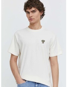Majica kratkih rukava Hollister Co. za muškarce, boja: bež, s aplikacijom