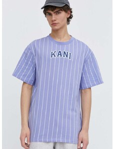 Pamučna majica Karl Kani za muškarce, boja: ljubičasta, s uzorkom