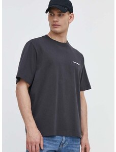 Pamučna majica Abercrombie & Fitch za muškarce, boja: siva, s tiskom