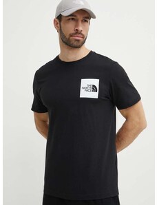 Pamučna majica The North Face M S/S Fine Tee za muškarce, boja: crna, s tiskom, NF0A87NDJK31
