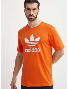 Pamučna majica adidas Originals za muškarce, boja: narančasta, s tiskom, IR8000