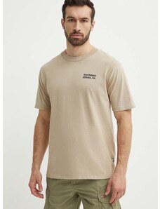 Pamučna majica New Balance za muškarce, boja: bež, s aplikacijom, MT41588SOT