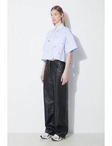 Pamučna košulja Kenzo Fruit Stickers Cropped Shirt za žene, relaxed, s klasičnim ovratnikom, FE52CH2469A1.64