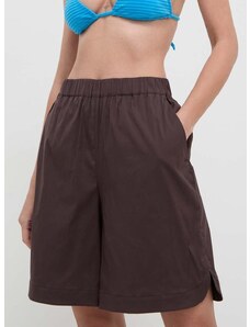 Kratke hlače za plažu Max Mara Beachwear za žene, boja: smeđa, bez uzorka, visoki struk, 2416141019600