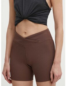 Kratke hlače za jogu Reebok LUX Collection boja: smeđa, bez uzorka, srednje visoki struk, 100075382