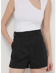 Kratke hlače Tommy Jeans za žene, boja: crna, bez uzorka, visoki struk, DW0DW17775
