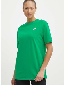 Pamučna majica The North Face W S/S Essential Oversize Tee za žene, boja: zelena, NF0A87NQPO81