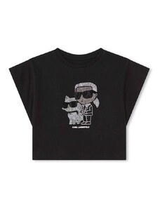 Dječja pamučna majica kratkih rukava Karl Lagerfeld boja: crna