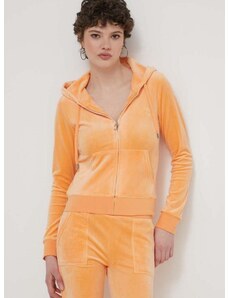Dukserica od velura Juicy Couture boja: narančasta, s kapuljačom, s aplikacijom