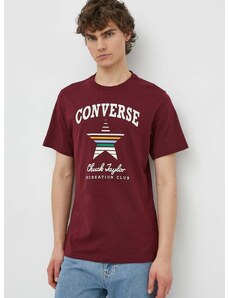 Pamučna majica Converse boja: bordo, s tiskom