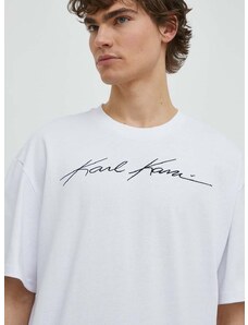 Pamučna majica Karl Kani za muškarce, boja: bijela, s aplikacijom