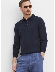 Pamučni pulover BOSS boja: tamno plava, lagani, 50506025