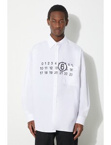 Pamučna košulja MM6 Maison Margiela za muškarce, boja: bijela, relaxed, s button-down ovratnikom, SH0DT0005