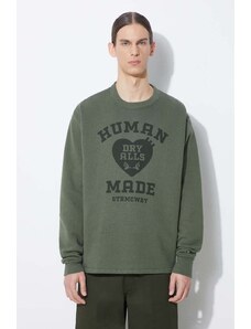 Pamučna dukserica Human Made Military Sweatshirt za muškarce, boja: zelena, s tiskom, HM27CS020