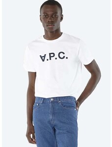 Pamučna majica A.P.C. Vpc Blanc boja: bijela, s tiskom, COBQX.H26586-DARKNAVY