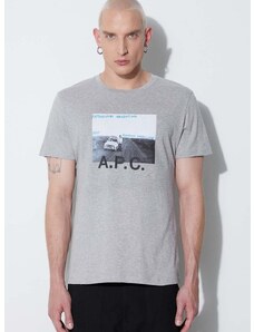 Pamučna majica A.P.C. boja: siva, s tiskom, COEMV.H26058-GREY