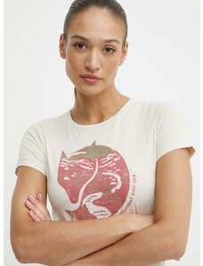 Pamučna majica Fjallraven Arctic Fox T-shirt za žene, boja: bež, F89849