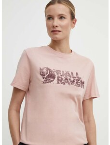 Majica kratkih rukava Fjallraven Lush Logo T-shirt za žene, boja: ružičasta, F14600165