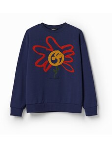 Desigual Sweater majica 'Moon flower' plava / smeđa / narančasta / crvena