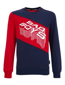 WE Fashion Majica mornarsko plava / vatreno crvena / bijela