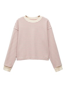 MANGO Sweater majica svijetlobež / rosé / bijela
