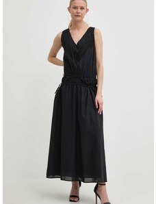 Pamučna haljina Pinko boja: crna, maxi, širi se prema dolje, 103740 A1XN