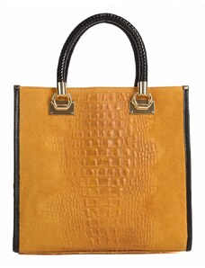 Luksuzna Talijanska torba od prave kože VERA ITALY "Majusa", boja senf, 30x32cm