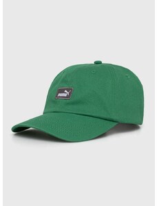 Pamučna kapa sa šiltom Puma boja: zelena, s aplikacijom, 2366916