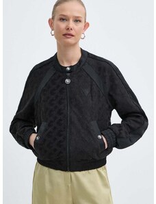 Bomber jakna Guess BELLA za žene, boja: crna, za prijelazno razdoblje, oversize, W4GL03 WG440