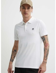 Polo majica Timberland za muškarce, boja: bijela, s aplikacijom, TB0A2DJE1001