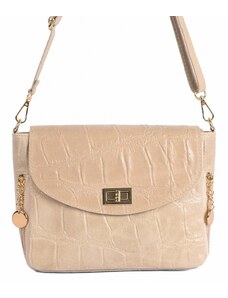 Luksuzna Talijanska torba od prave kože VERA ITALY "Kamei", boja bež, 17x23cm