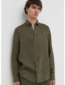 Lanena košulja Drykorn RAMIS boja: zelena, relaxed, s klasičnim ovratnikom, 126004 47350