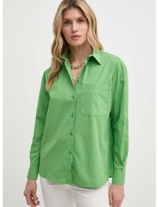 Pamučna košulja MAX&Co. za žene, boja: zelena, relaxed, s klasičnim ovratnikom, 2416111044200