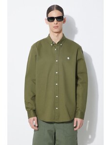 Pamučna košulja Carhartt WIP Longsleeve Madison Shirt za muškarce, boja: zelena, regular, s button-down ovratnikom, I023339.25DXX