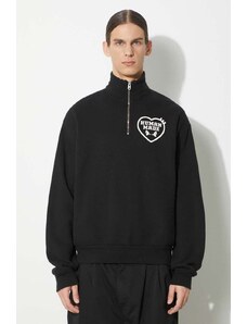 Pamučna dukserica Human Made Military Half-Zip Sweatshirt za muškarce, boja: crna, s tiskom, HM27CS021