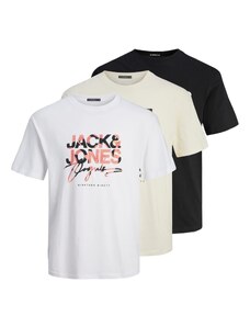 JACK & JONES Majica 'ARUBA' ecru/prljavo bijela / narančasta / crna / bijela