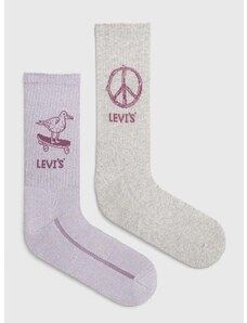 Čarape Levi's 2-pack boja: ljubičasta
