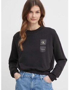 Pamučna dukserica Calvin Klein Jeans za žene, boja: crna, s tiskom, J20J223081