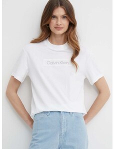 Pamučna majica Calvin Klein za žene, boja: bijela, K20K206638