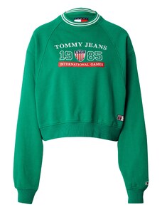 Tommy Jeans Sweater majica zelena / crvena / bijela