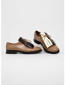 Kožne cipele Camper TWS za žene, boja: smeđa, ravni potplat, K201454.007