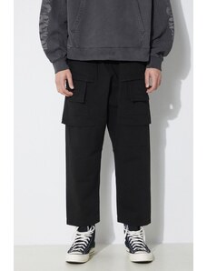 Pamučne hlače Rick Owens Woven Pants Creatch Cargo Cropped Drawstring boja: crna, ravni kroj, DU01D1371.CB.09