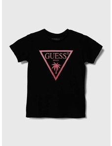Dječja majica kratkih rukava Guess boja: crna, s tiskom