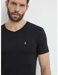 Pamučna majica Calvin Klein Jeans za muškarce, boja: crna, bez uzorka