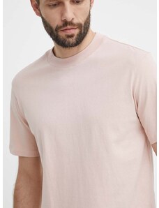 Pamučna majica HUGO za muškarce, boja: ružičasta, bez uzorka