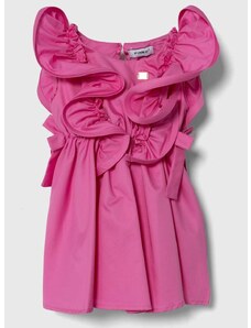 Dječja pamučna haljina Pinko Up boja: ružičasta, mini, širi se prema dolje